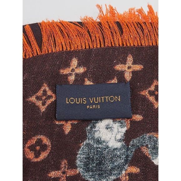 LOUIS VUITTON x Grace Coddington Catogram Silk Scarf Monogram Shawl Cat LV Scarf - Picture 6 of 10